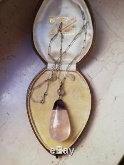 Gorgeous Edwardian large amethyst and rose quartz pendant beautiful