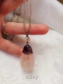 Gorgeous Edwardian large amethyst and rose quartz pendant beautiful