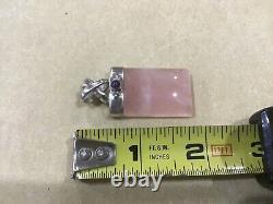 Gorgeous Sterling Silver Rose Quartz Crystal With Amethyst Pendant