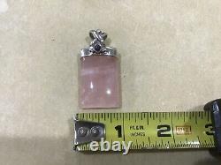 Gorgeous Sterling Silver Rose Quartz Crystal With Amethyst Pendant