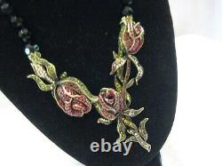 HEIDI DAUS Climbing Rose (Jet-Bl.) Beaded Roses & Vines Necklace(Orig. $249.95)