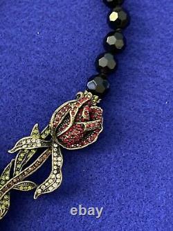 HEIDI DAUS Climbing Rose Jet-Black Beaded Floral Necklace