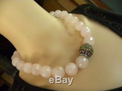 HEIDI DAUS FACETED ROSE QUARTZ CHUNKY BEADED NECKLACE WithCRYSTAL PENDANT