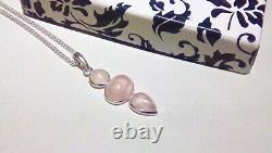 Healing Crystal Pink Rose Quartz 925 Sterling Silver Pendant Anniversary Gift