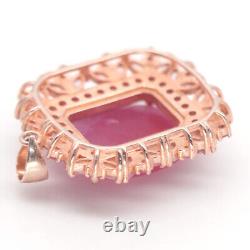 Heated Gemstone Pink Ruby, Rose Quartz & Sapphire Pendant 925 Sterling Silver