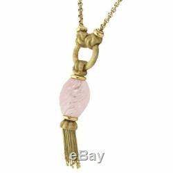 Henry Dunay Pink Quartz Pendant 20 inch Necklace in 18k Yellow Gold