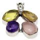 Huge Sterling Silver Mixed Gemstone Statement Pendant 27.21g