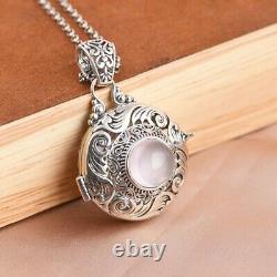 I05 Pendant for Opening Rose Quartz Acanthus Leaf Ornament Sterling Silver 925