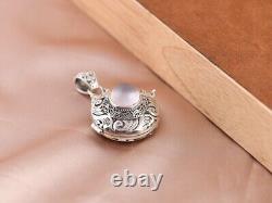 I05 Pendant for Opening Rose Quartz Acanthus Leaf Ornament Sterling Silver 925