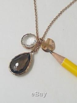 Ippolita Rose Gold Rock Candy Smoky Quartz sterling silver pendant necklace