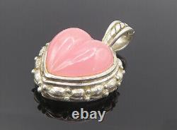 JUDITH RIPKA 925 Silver Vintage Rose Quartz Love Heart Drop Pendant PT6230