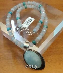 Jay King Aquamarine Pendant with Rose Quartz, Aquamarine & Turquoise 18 Necklace
