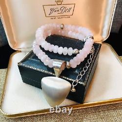 Jay King DTR Pink Rose Quartz Brushed Sterling Silver Pendant 18 Necklace