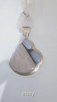 Jay King DTR Rose Quartz Necklace And Pendant & Blue Chalcedony