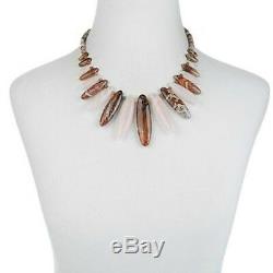 Jay King Oval Petrified Wood and Rose Quartz Sterling Silver Necklace 560941