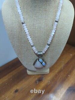 Jay King Rose Quartz Sterling Silver Pendant Necklace Statement