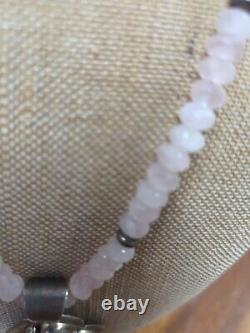 Jay King Rose Quartz Sterling Silver Pendant Necklace Statement