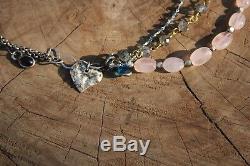 Jes Necklace 18k White Gold RingQuartz HeartRosary ChainCa Wildfire Relief