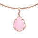 Jewelco London Rose Silver Pink Pear Quartz CZ Teardrop Halo Necklace 18 inch