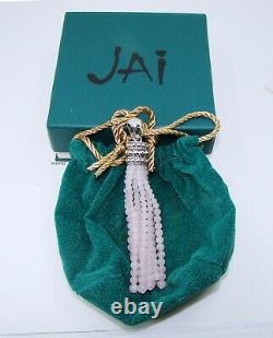 John Hardy JAI Kalahari Hammered Rose Quartz Beads Sterling Silver Enhancer NIB