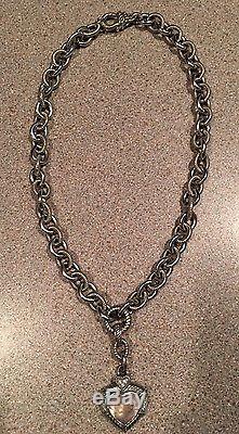 Judith Ripka 18'' Necklace Rose Quartz Heart Enhancer & Heart Charm
