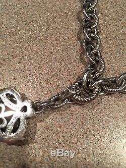 Judith Ripka 18'' Necklace Rose Quartz Heart Enhancer & Heart Charm