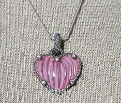 Judith Ripka 925 Sterling Silver Rose Quartz Heart & CZ Enhancer Pendant