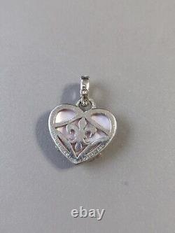 Judith Ripka 925 Sterling Silver Rose Quartz Heart & CZ Enhancer Pendant