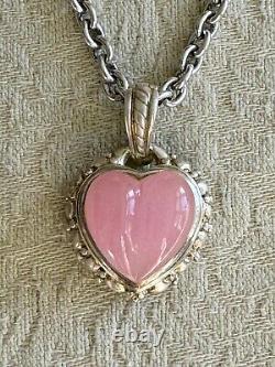 Judith Ripka 925SS Real Rose Quartz Heart Pendant and Chain Necklace