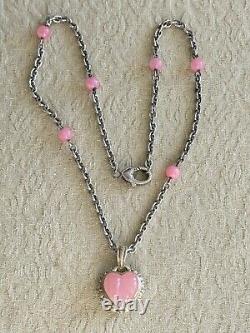 Judith Ripka 925SS Real Rose Quartz Heart Pendant and Chain Necklace