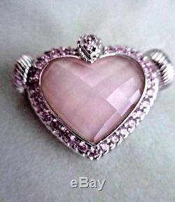 Judith Ripka Cord Magnetic Ss Necklace Rose Quartz Doublet Cz Heart Lg Box/pouch
