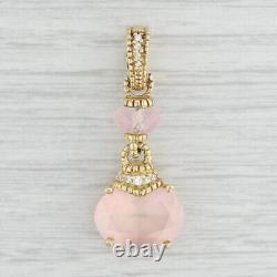 Judith Ripka Pink Rose Quartz Diamond Enhancer Pendant 18k Yellow Gold