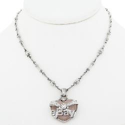 Judith Ripka Rose Quartz Diamond Heart Pendant Necklace