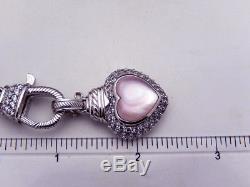 Judith Ripka Rose Quartz Heart Beaded Necklace in Sterling Silver, 18in