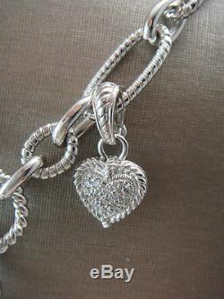 Judith Ripka Sterling Silver 18 Rose Quartz Pink 2 Heart Diamonique Necklace