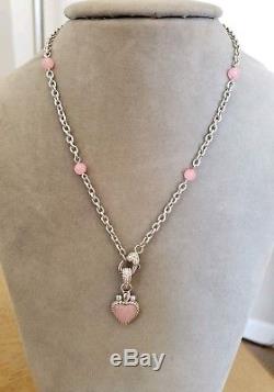Judith Ripka Sterling Silver. 925 Necklace With Rose Quartz Beads Pendant Enhancer
