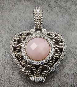 Judith Ripka Sterling Silver Pink Quartz Doublet & Diamonique CZ Heart Pendant
