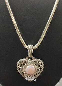 Judith Ripka Sterling Silver Pink Quartz Doublet & Diamonique CZ Heart Pendant