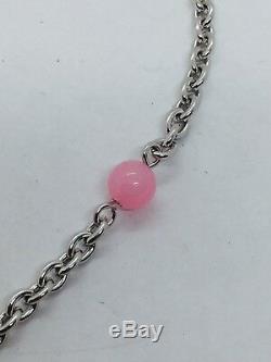 Judith Ripka Sterling Silver Pink Rose Quartz CZ Heart Pendant Chain Necklace