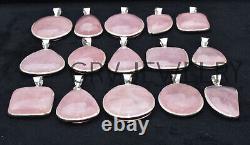 Jupiter 1000pcs Rose Quartz Gemstone Bezel Pendant Lot 925 Silver Overlay WH-8