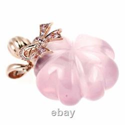 K18PG Rose Quartz Pink Sapphire Pendant Top PS0.33ct Perfume Bottle Auth SELBY