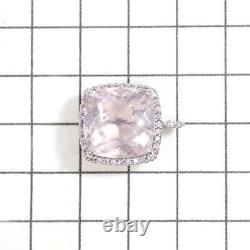 K18WG rose quartz diamond pendant top 11.65ct D0.30ct Auth free shipping from