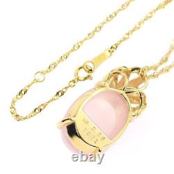K18YG Rose Quartz Diamond Pendant Necklace 16.37ct D0.06ct Auth free shipping