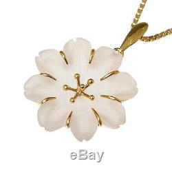 K18YG necklace rose quartz cherry tree motif pendant with 6.3g, 36.5cm 445