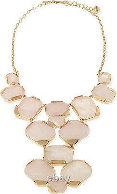 Kate spade new york stepping stones rose quartz pink necklace statement bib gems