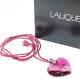 LALIQUE Heart Necklace Pendant Crystal Pink Authentic Used withbox