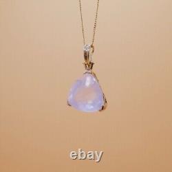 LARGE Rose Quartz Trillion Cut Pendant Vintage 9CT Gold with Chain, 5.56 grams