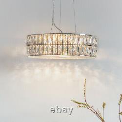 LED Ceiling Pendant Light 25W Warm White CHROME & CRYSTAL Feature Lamp Shade