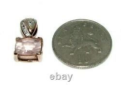 Ladies womens 9ct 9carat rose gold clear & rose quartz stoned pendant