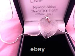 Lalique Clear Red Or White Roses Stunning Heart Pendant 9ct Gold Chain Bnb